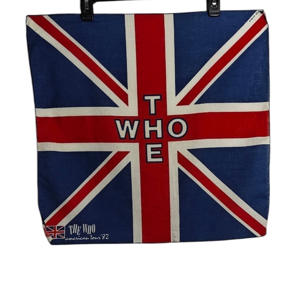 the who Accessories - THE WHO Band Tour 1982 VINTAGE ‘82 Souvenir British Union Jack Logo Bandana